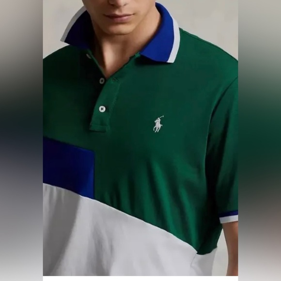 Polo Ralph Lauren Other - Mens Polo Ralph Lauren ColorBlocked Green & Blue Soft Cotton Polo Shirt Size XXL
